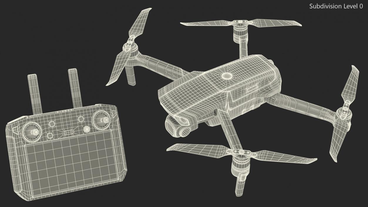 3D DJI Mavic Air2 Drone with DJI Smart Controller