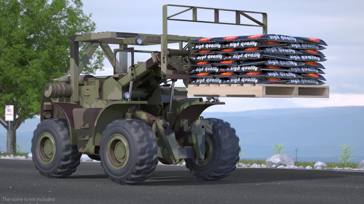 3D model Terrain Military Forklift Camo