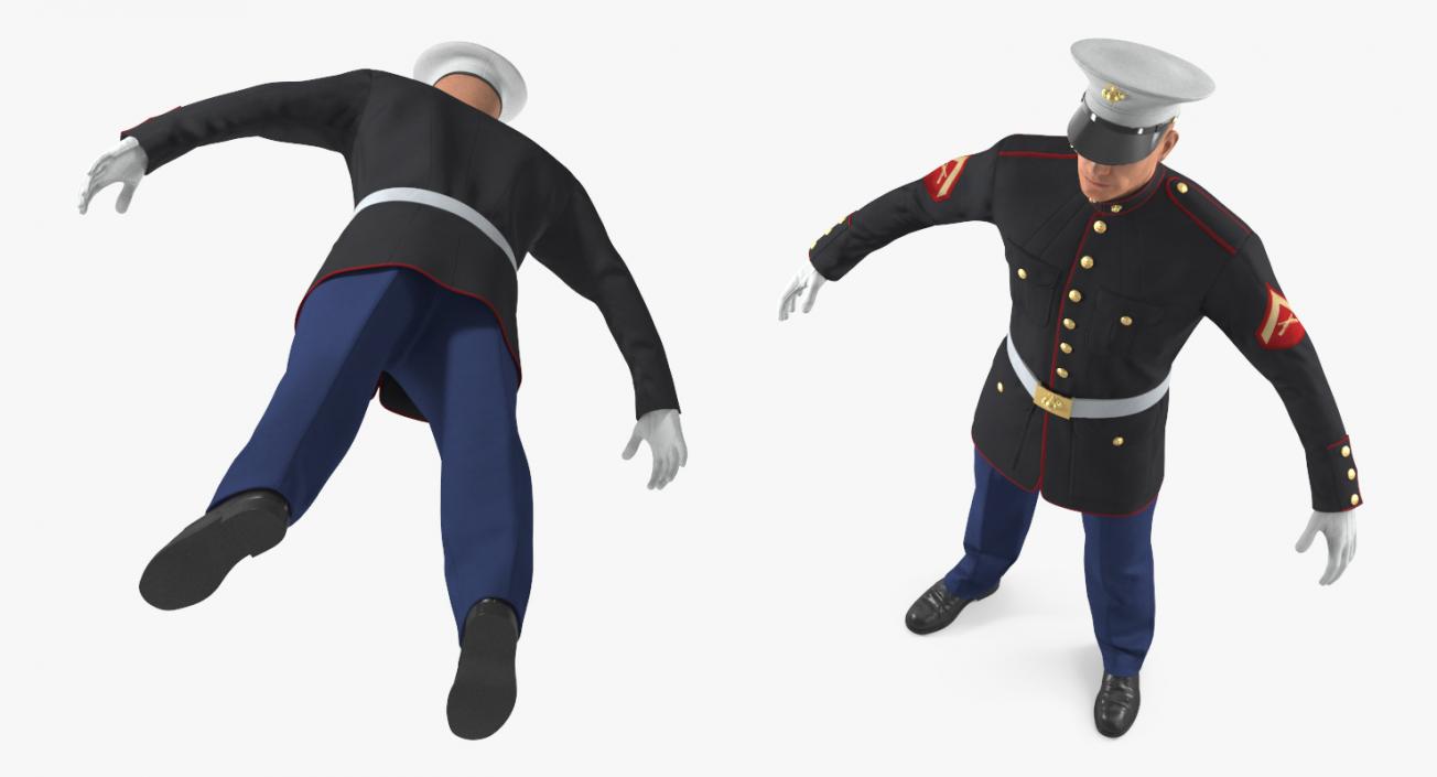 3D US Marine Corps Soldier in Parade Uniform Rigged model