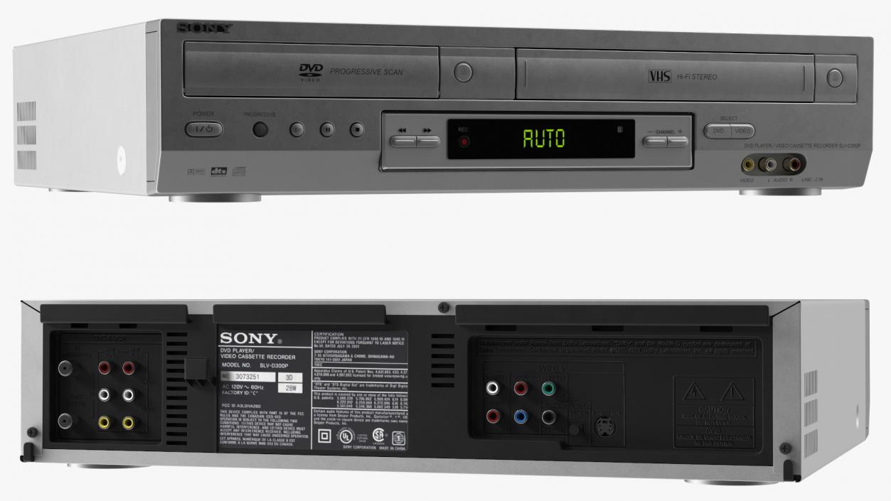 3D Sony SLV D300P Combo Player Video Cassette Recorder ON Rigged