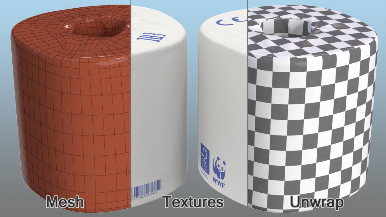 3D Individually Wrapped Toilet Paper Roll model