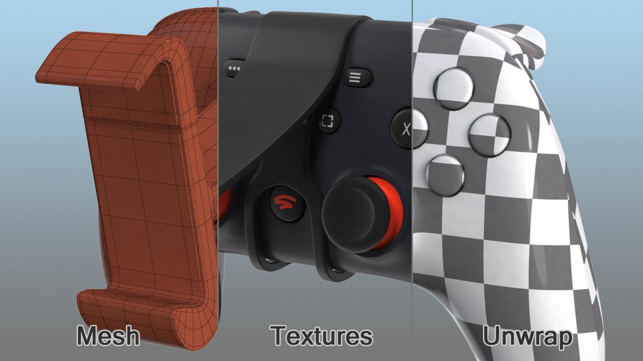 3D Google Stadia Controller with Phone Mount Blue