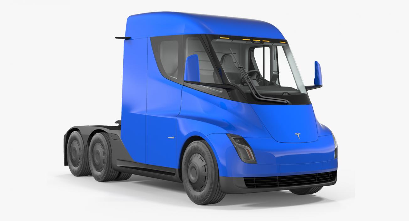 3D Electric Semi Truck Tesla Simple Interior