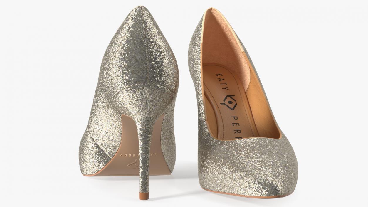 Katy Perry Gold Chunky Glitter Sissy Pumps 3D