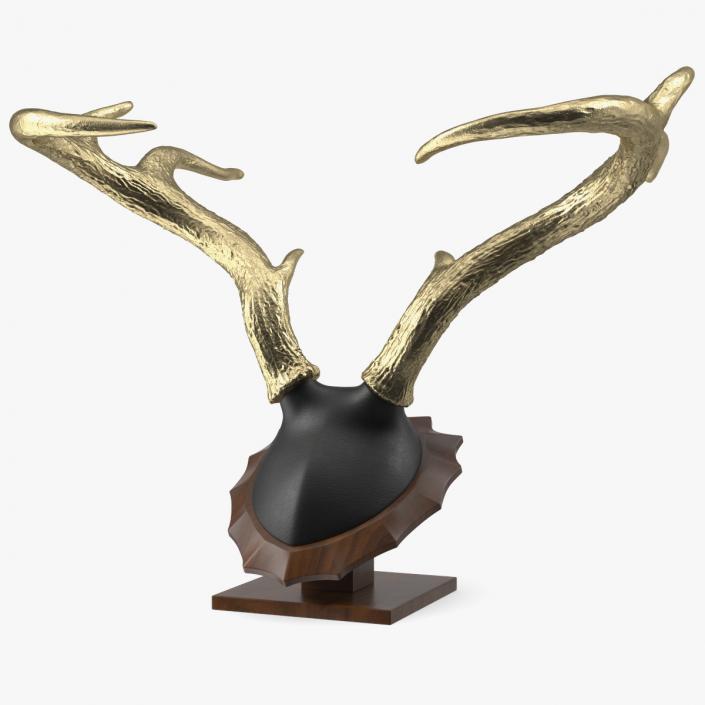 Tabletop Stand with Stag Antlers Gold Plated 3D model