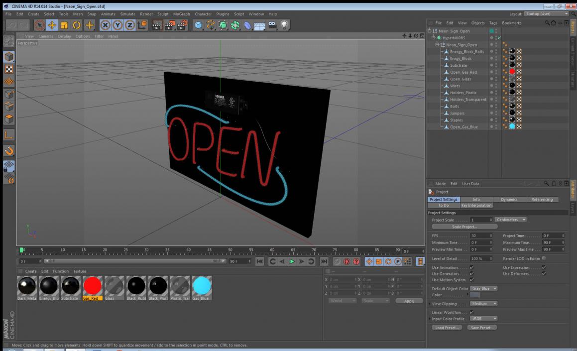 Neon Sign Open 3D model