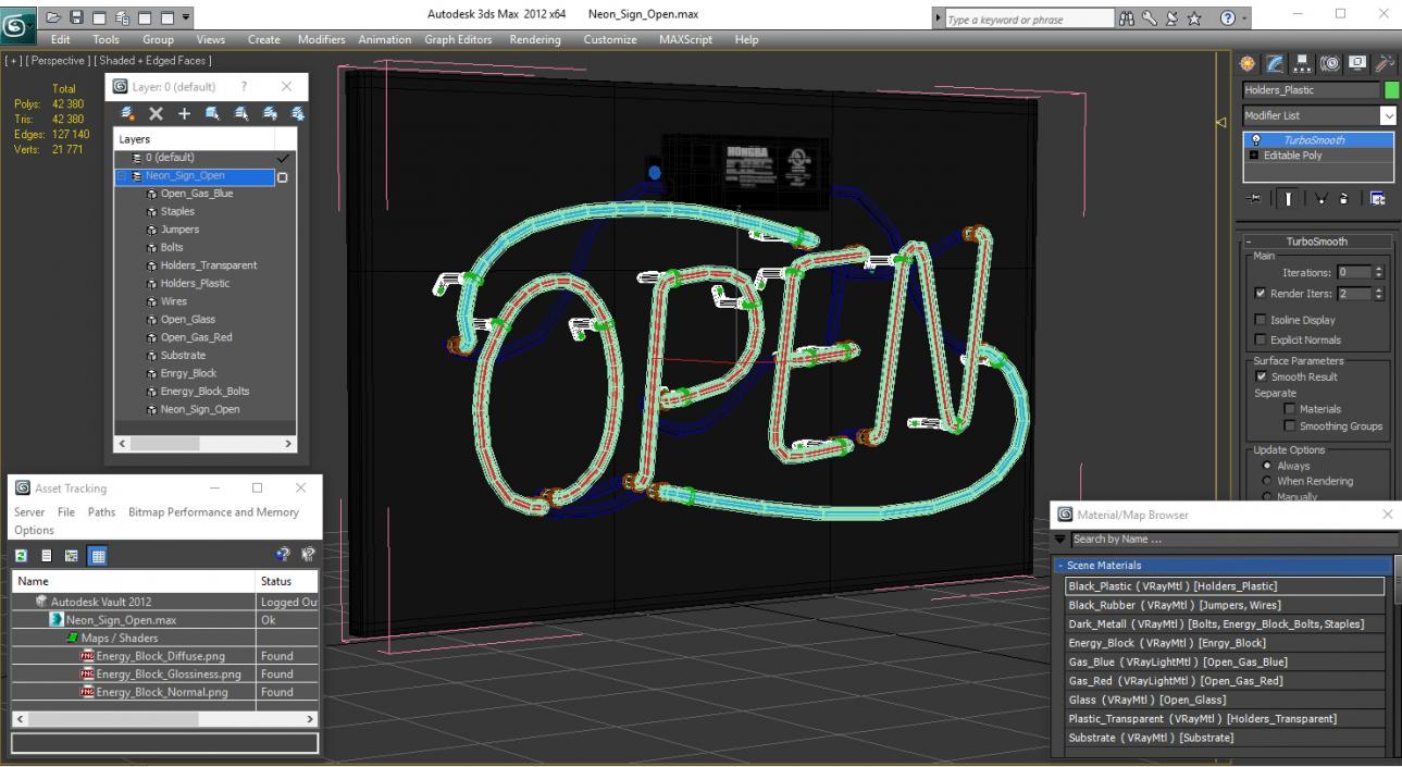 Neon Sign Open 3D model