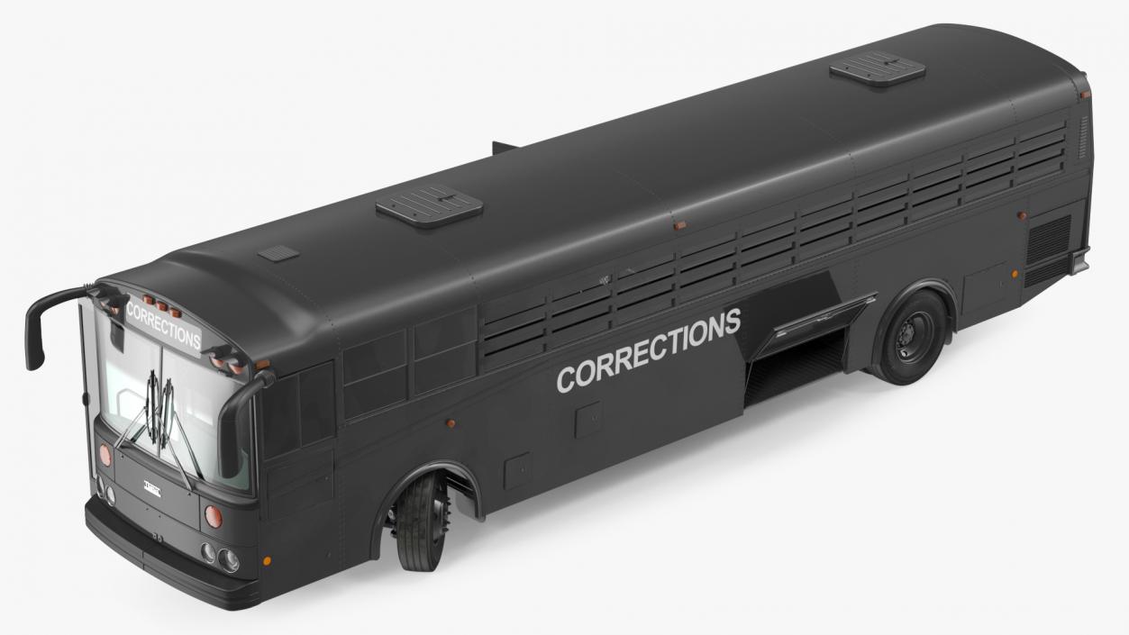 Prison Transport Bus Thomas Saf T Liner Black Rigged 3D