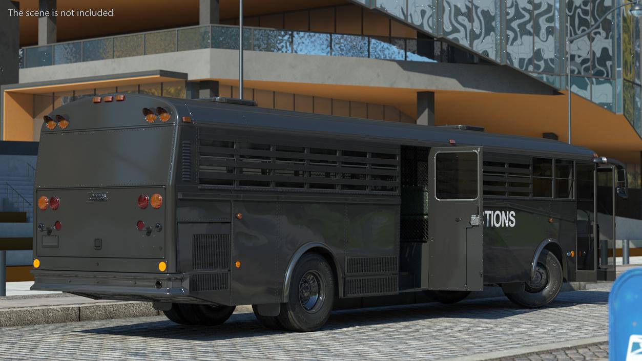 Prison Transport Bus Thomas Saf T Liner Black Rigged 3D
