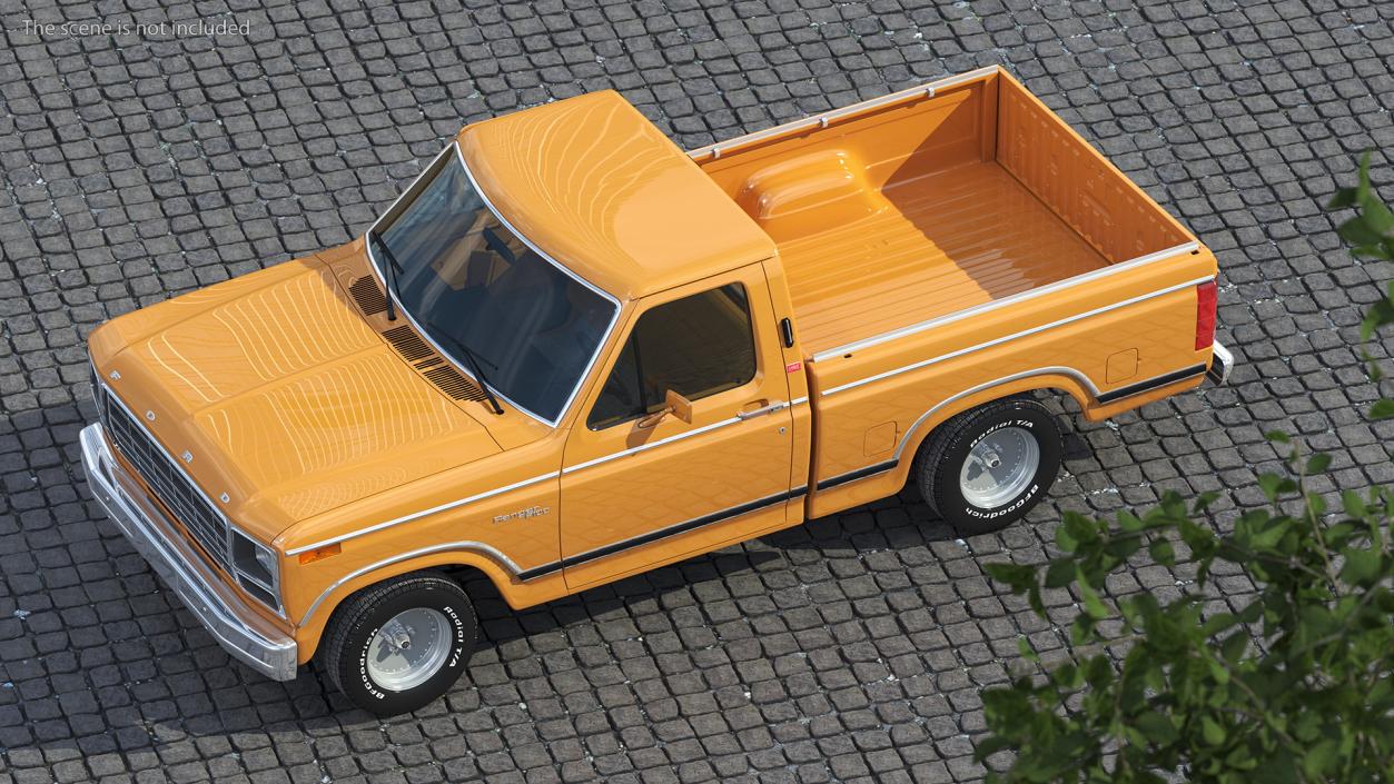 3D Ford Ranger F100 1980 Pickup Orange Simple Interior