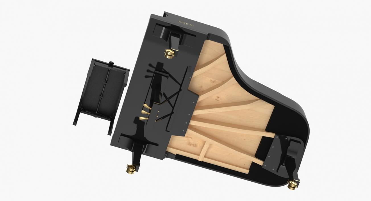 3D model Grand Piano Fazioli with Bench