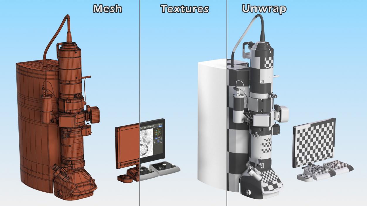 3D model Transmission Electron Microscope JEOL With Monitor