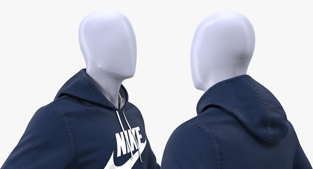 Blue Hoodie Nike Lowered Hood on Mannequin 3D