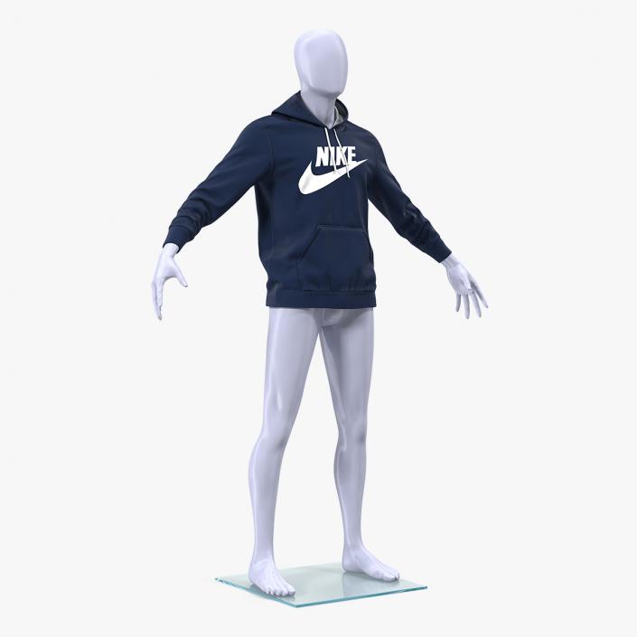 Blue Hoodie Nike Lowered Hood on Mannequin 3D