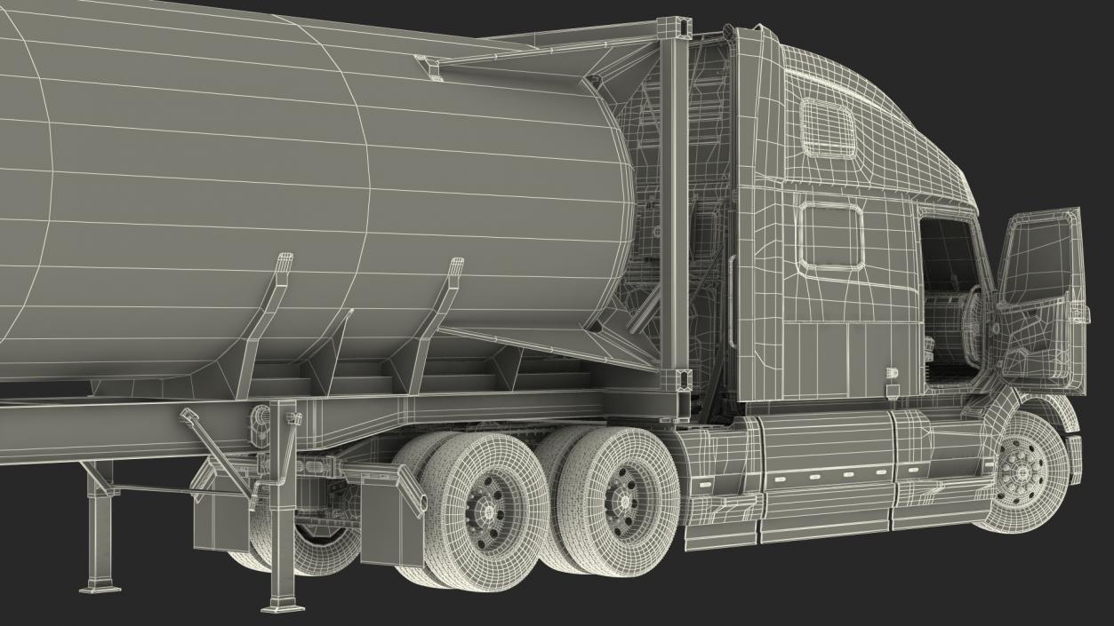 3D model Volvo Truck with Gas Tank Trailer Rigged