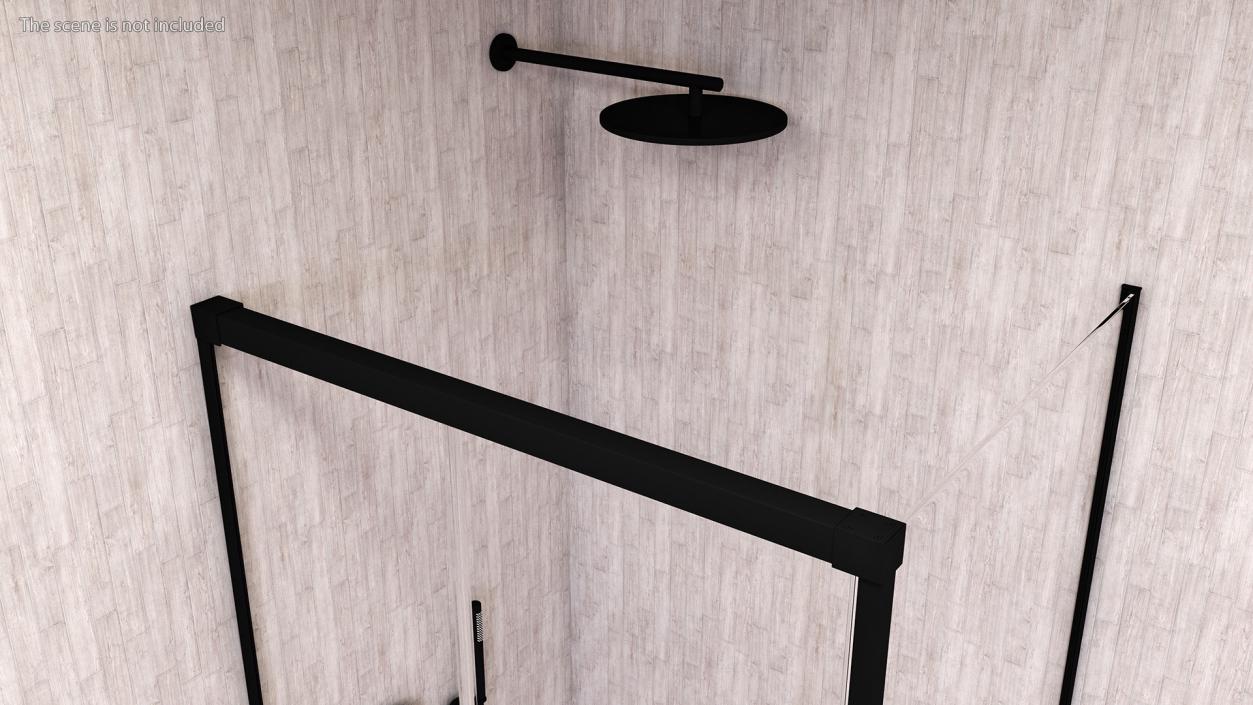 Shower System with Rainfall Head and Handheld Combo Black 3D