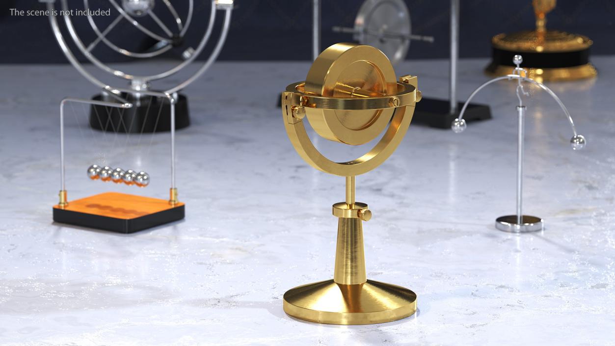 3D Vintage Brass Lecture Gyroscope Rigged model