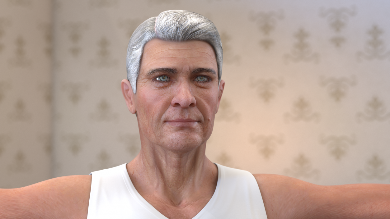 3D Elderly Man Head
