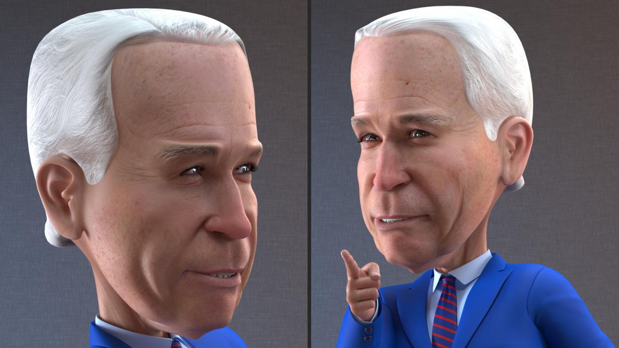 3D Cartoon Joe Biden Pointing Finger Pose model