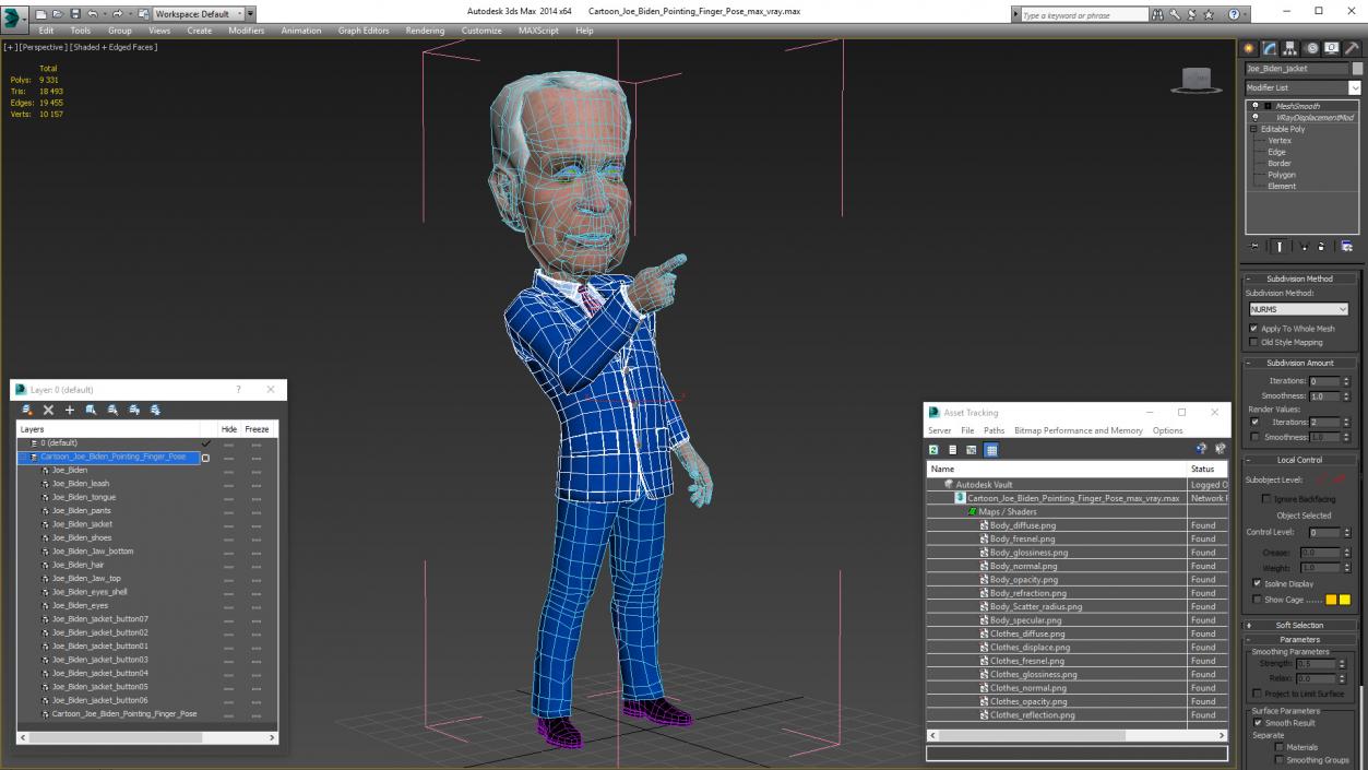 3D Cartoon Joe Biden Pointing Finger Pose model