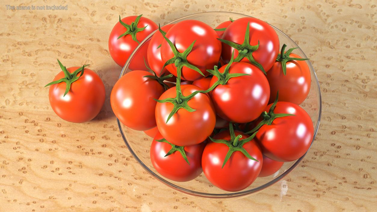 Cherry Tomatoes in Glass Bowl 3D model