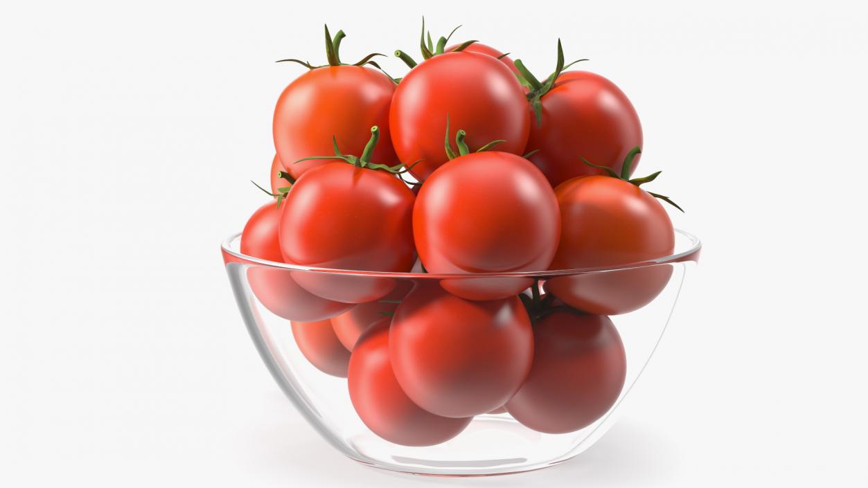 Cherry Tomatoes in Glass Bowl 3D model