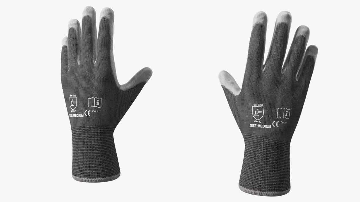 3D model Safety Work Gloves Gray Rigged