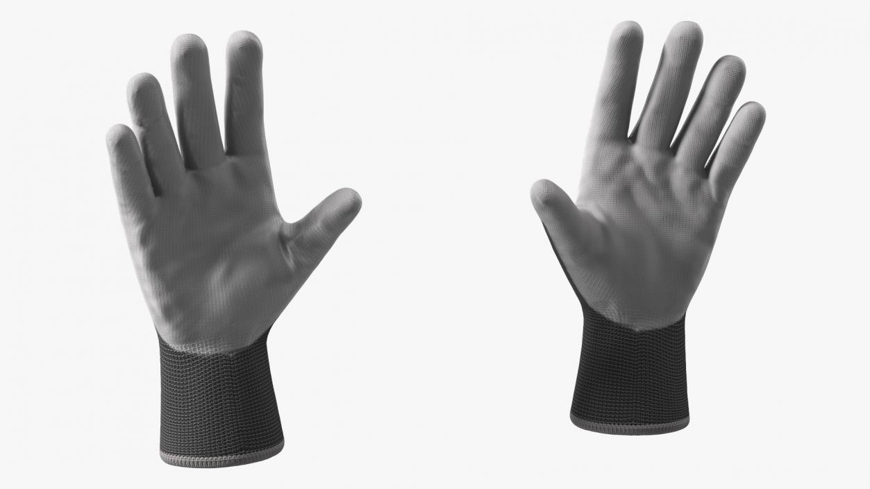 3D model Safety Work Gloves Gray Rigged