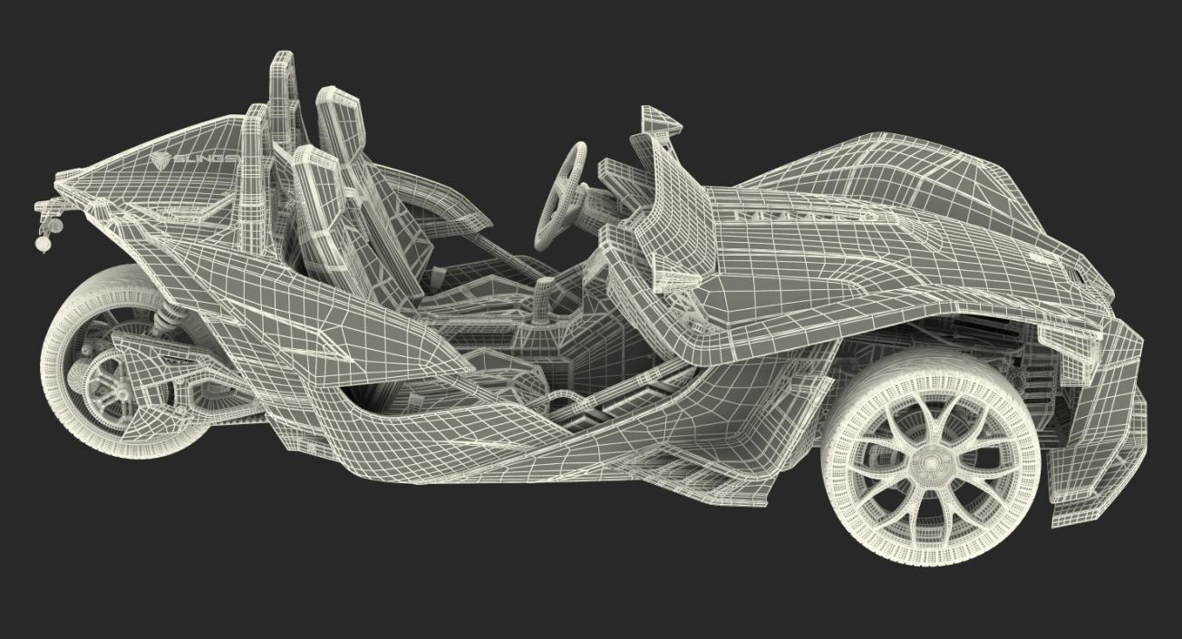 Polaris Slingshot Trike Red Rigged 3D model