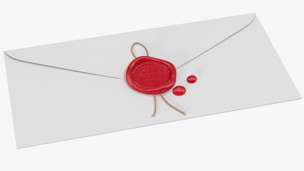 Paper Envelope with Red Wax Seal 3D