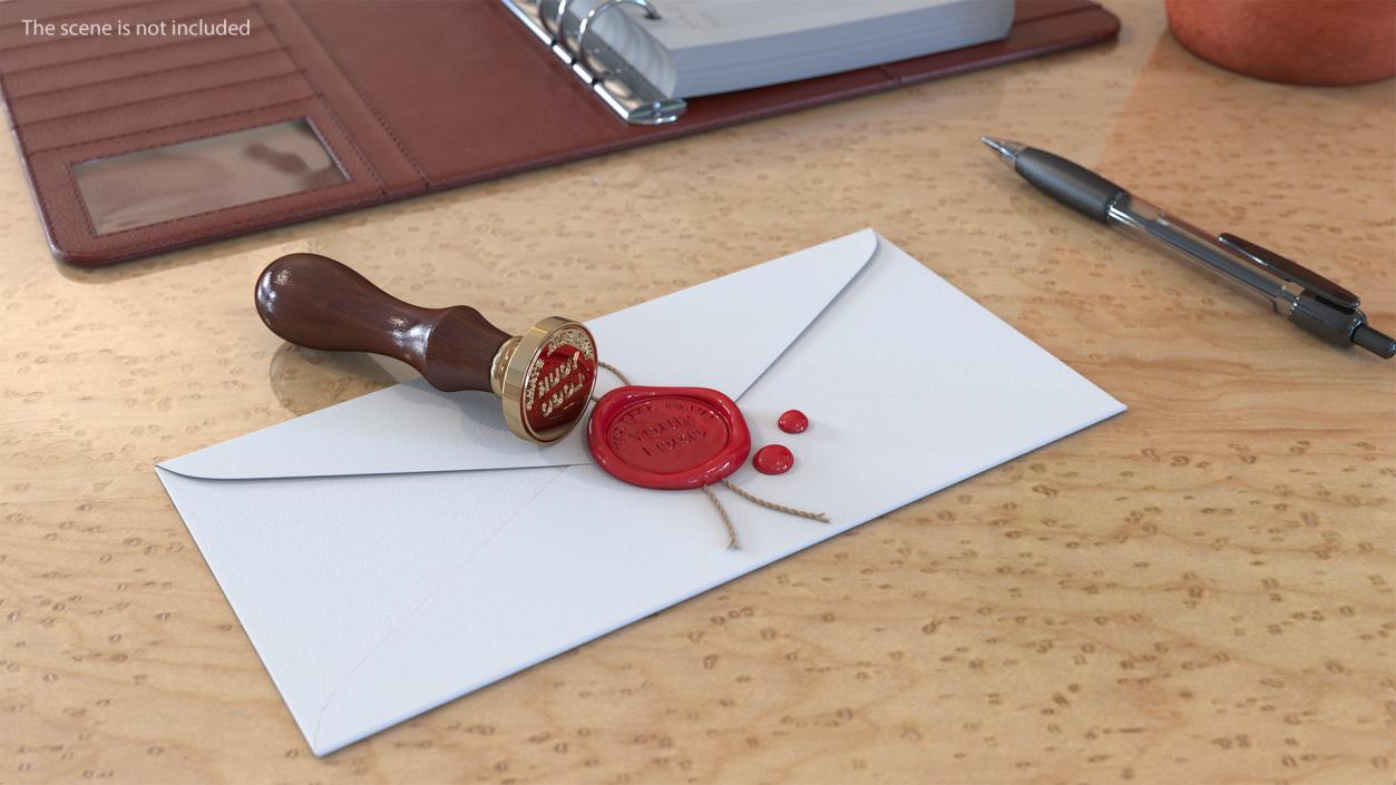 Paper Envelope with Red Wax Seal 3D