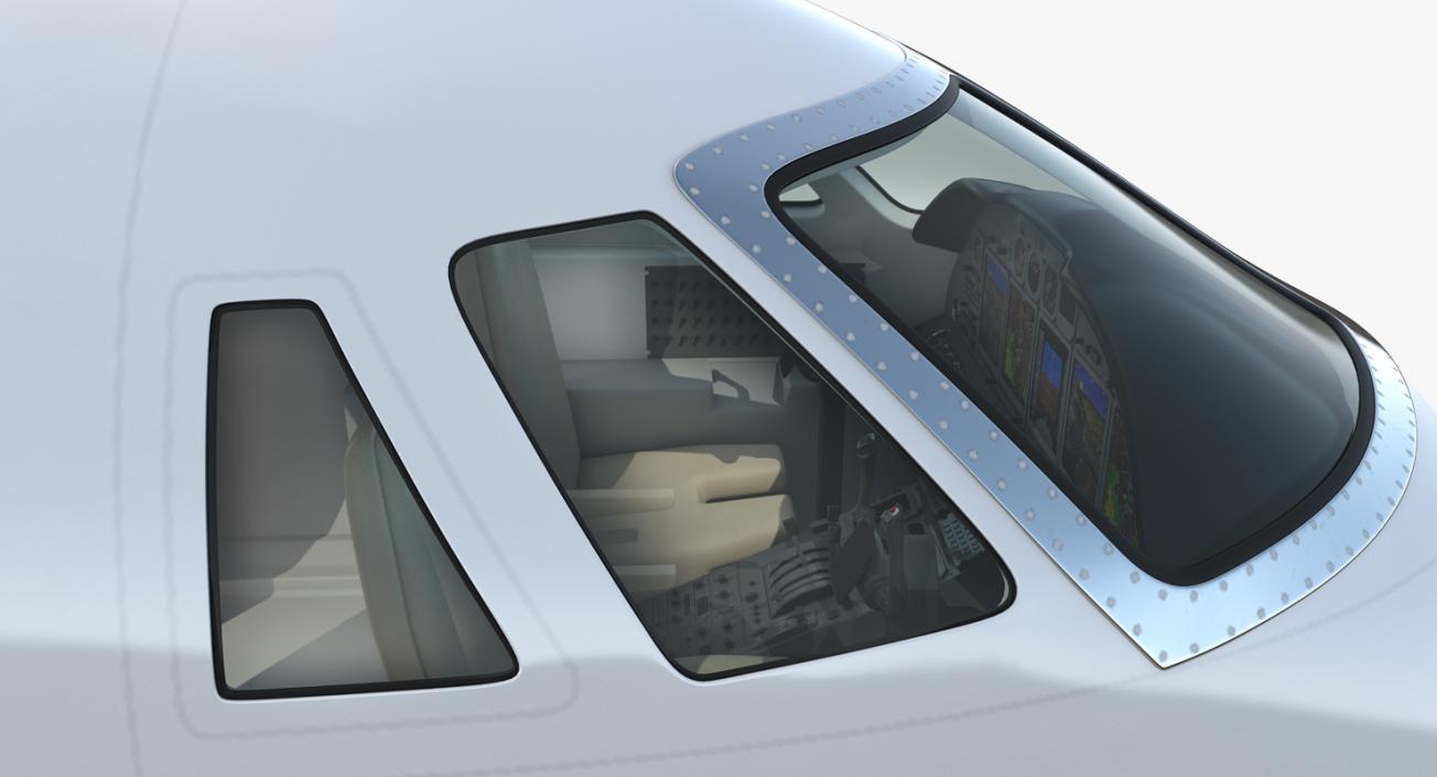 Business Jet Interior with Cockpit 3D model