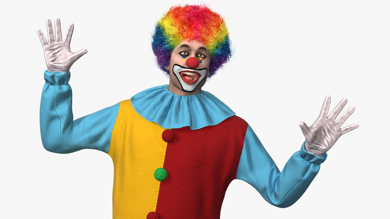 Circus Clown Costume Dancing Pose Fur 3D