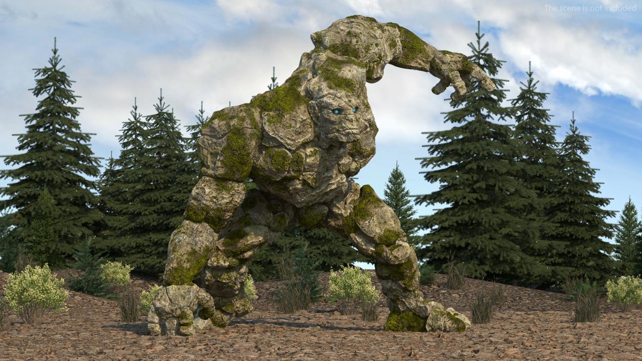 Character Stone Golem Rigged for Maya 3D