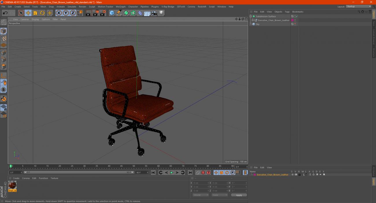 Executive Chair Brown Leather 3D model