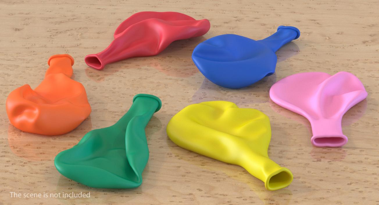 3D Flat Balloons in Different Colors model