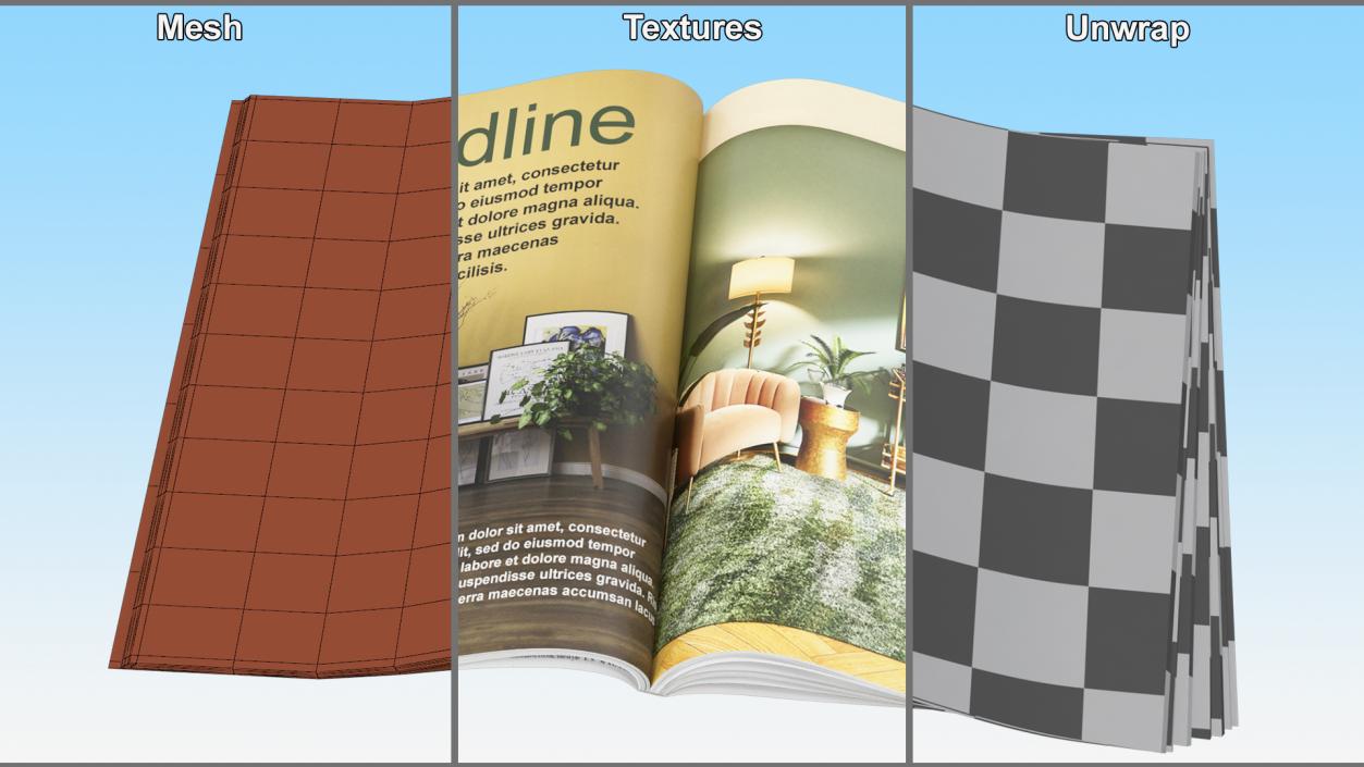 Open Interior Magazine Mockup 3D model