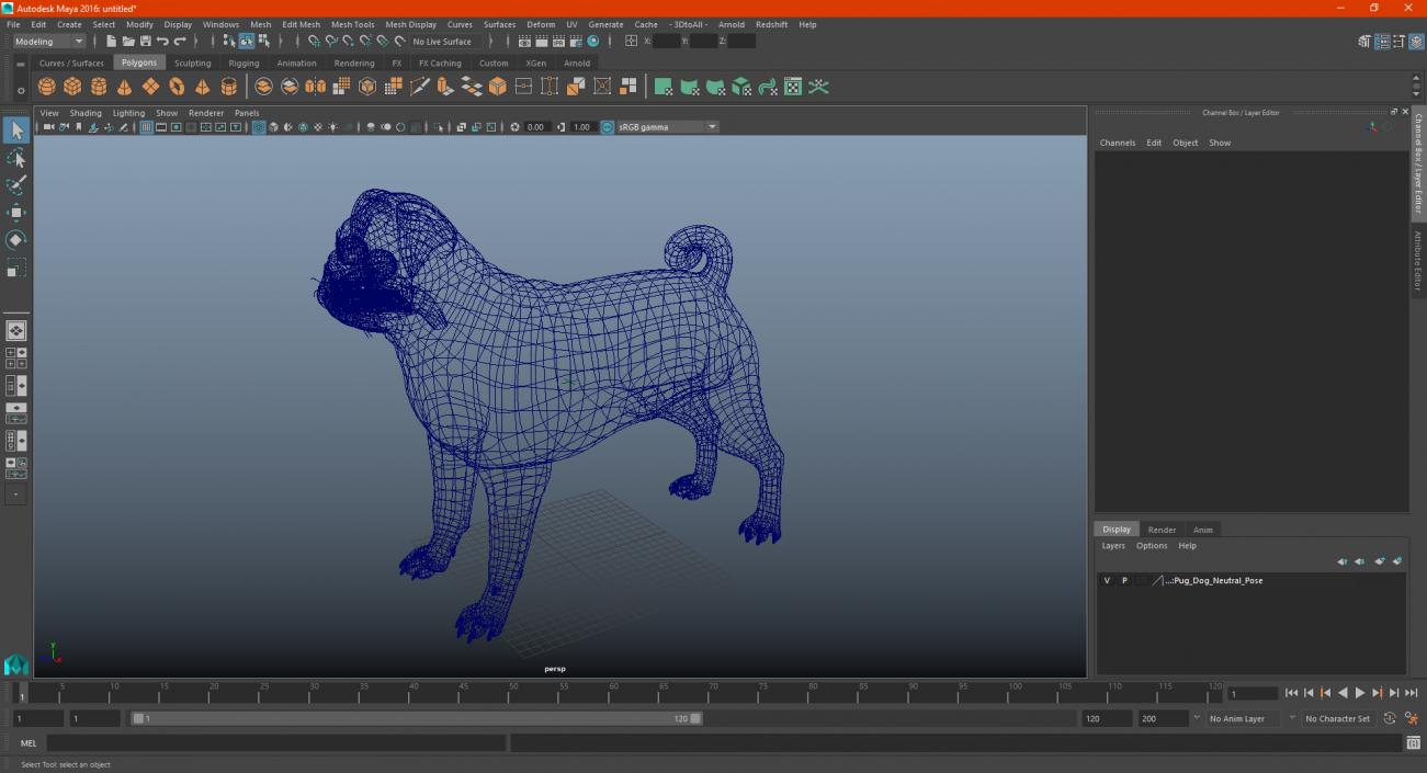 3D model Pug Dog Neutral Pose