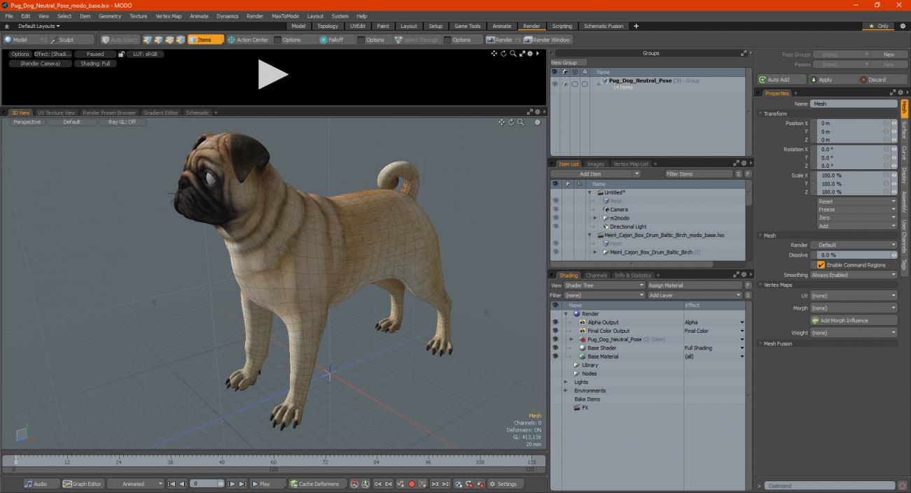 3D model Pug Dog Neutral Pose