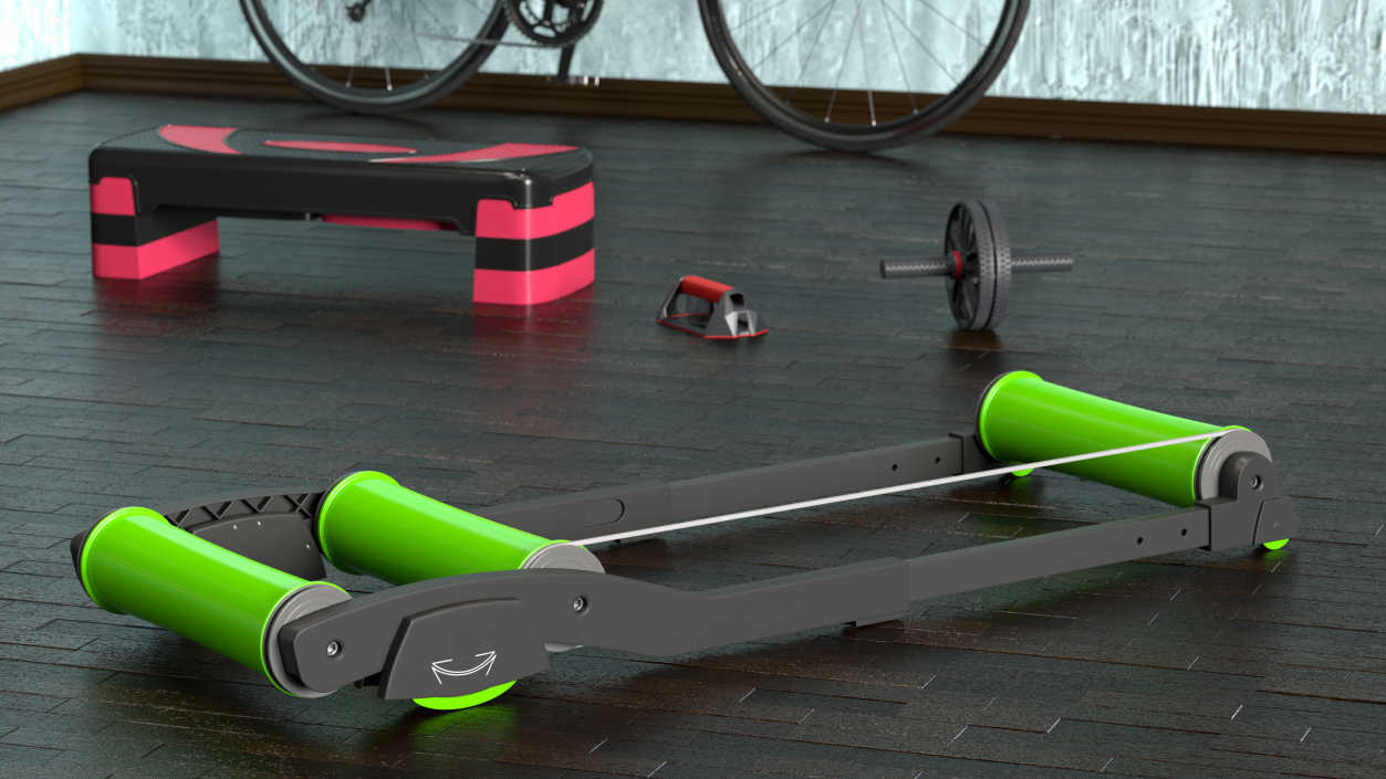 3D model Bicyclist Riding Roller Trainer Platform