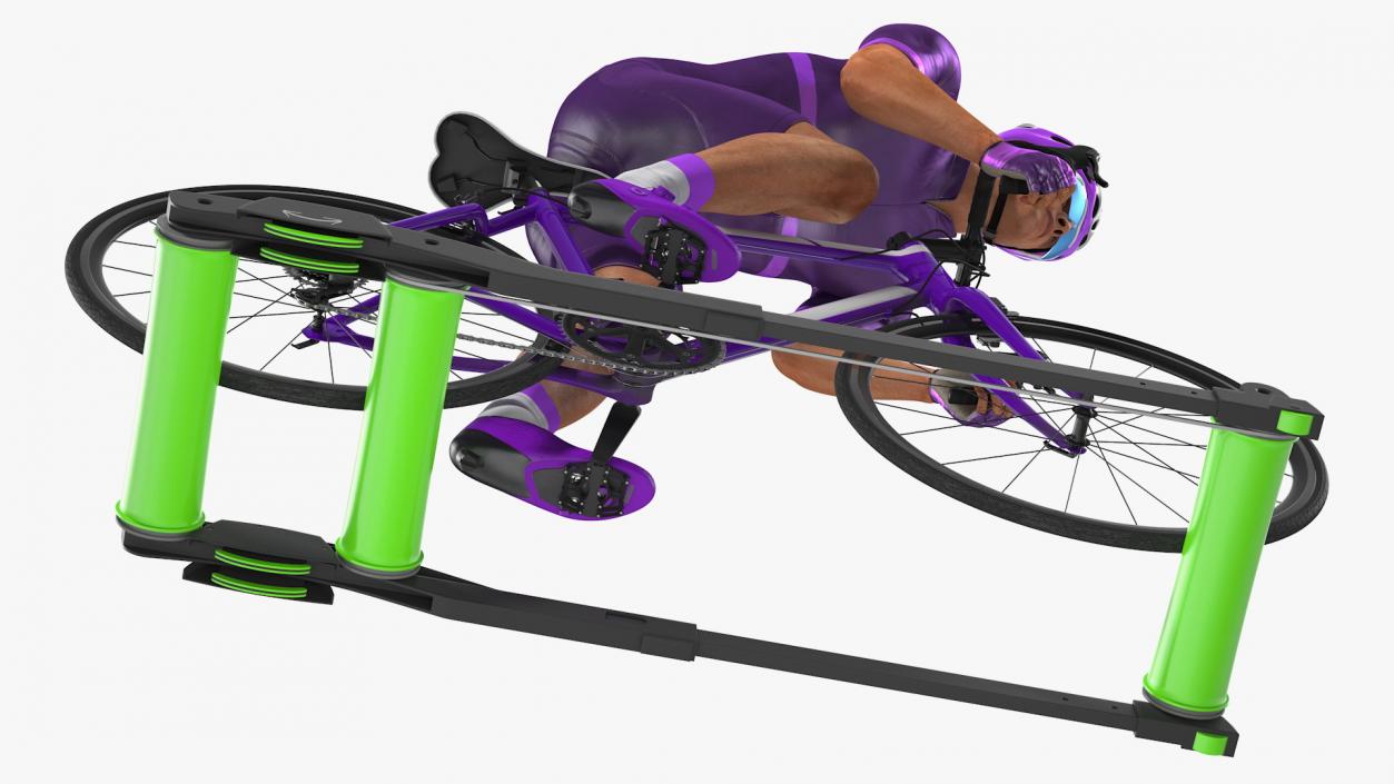 3D model Bicyclist Riding Roller Trainer Platform