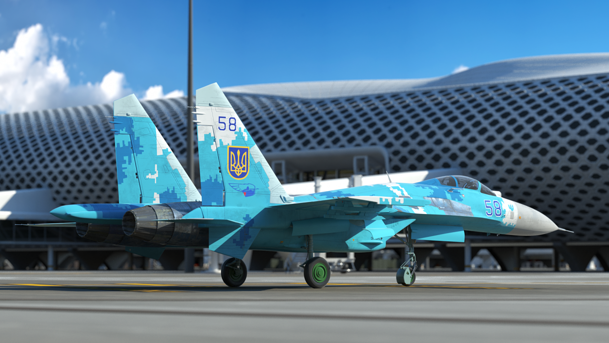 Ukrainian Sukhoi Su-27 Flanker Fighter Aircraft 3D
