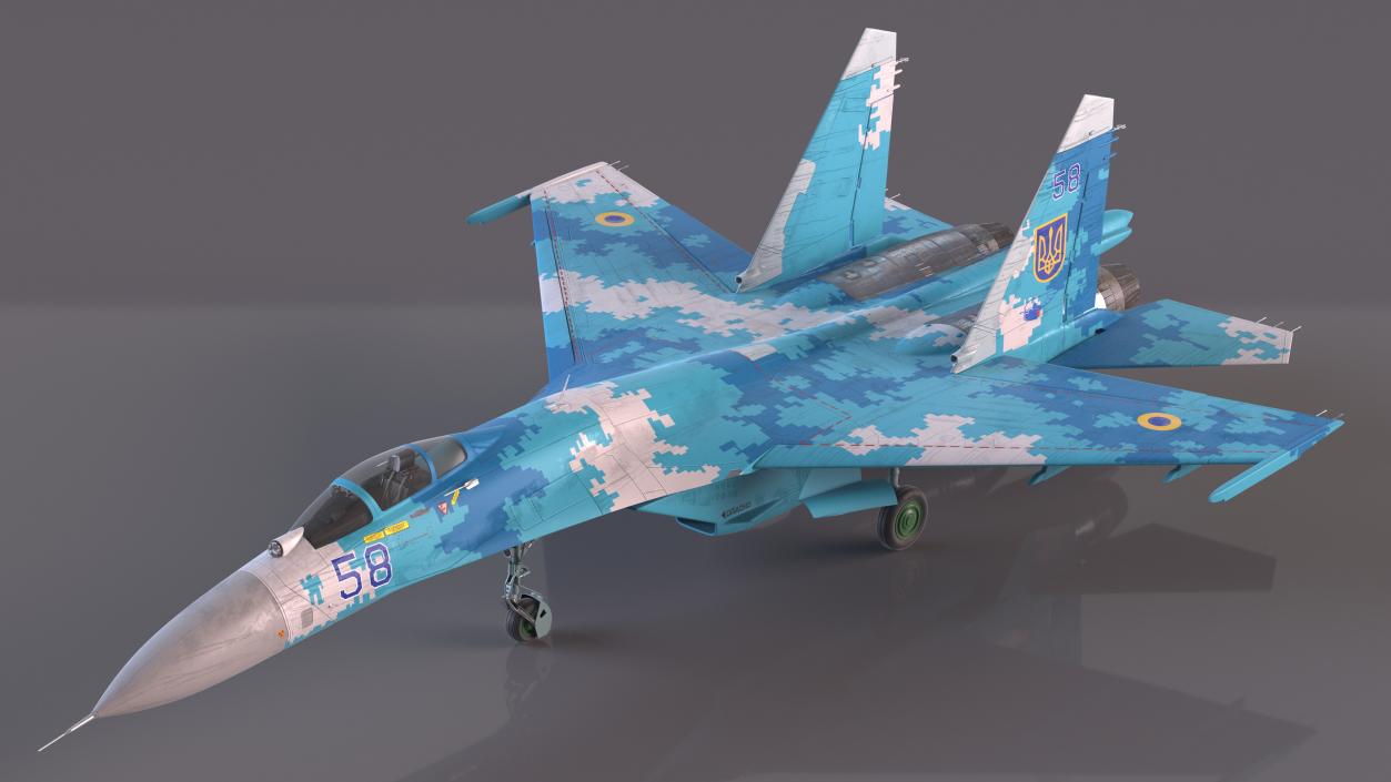Ukrainian Sukhoi Su-27 Flanker Fighter Aircraft 3D