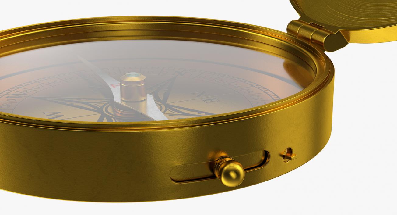 3D Vintage Brass Compass
