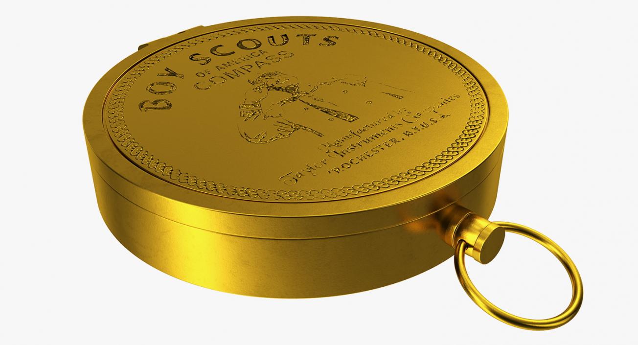 3D Vintage Brass Compass