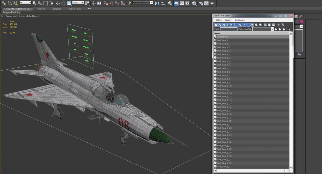 Fighter MiG-21 Fishbed Russian Rigged 3D