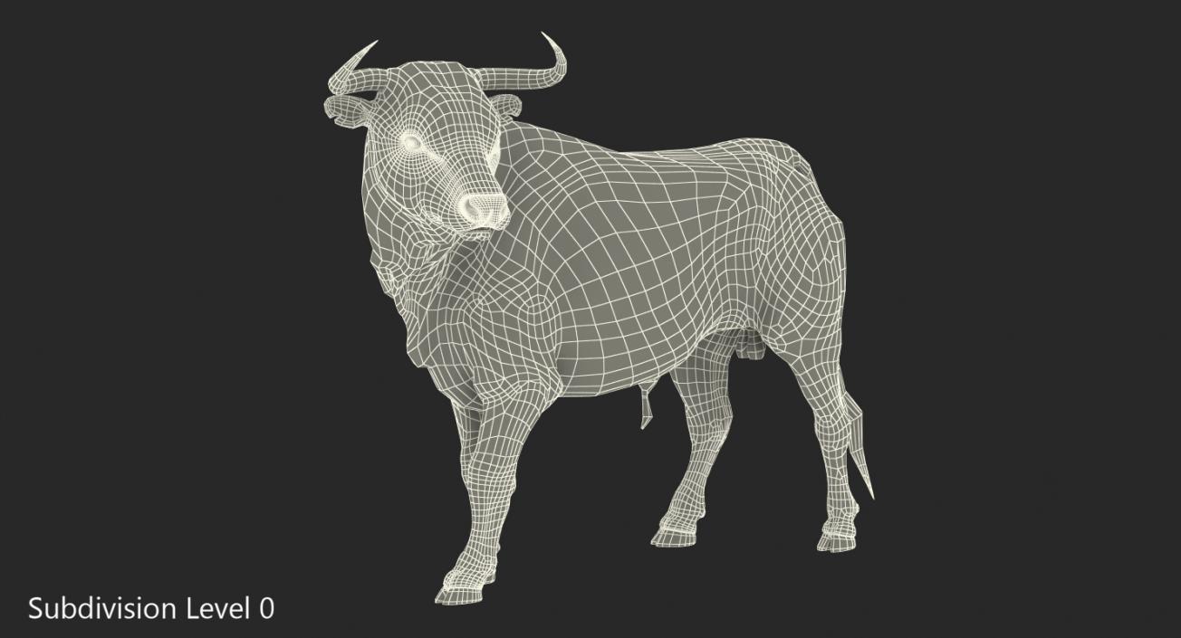 Bull Standing Pose with Fur 3D
