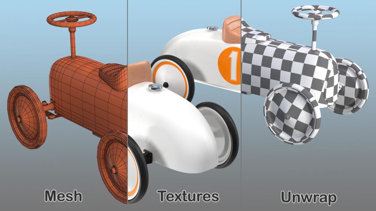 Retro Push Car 3D model