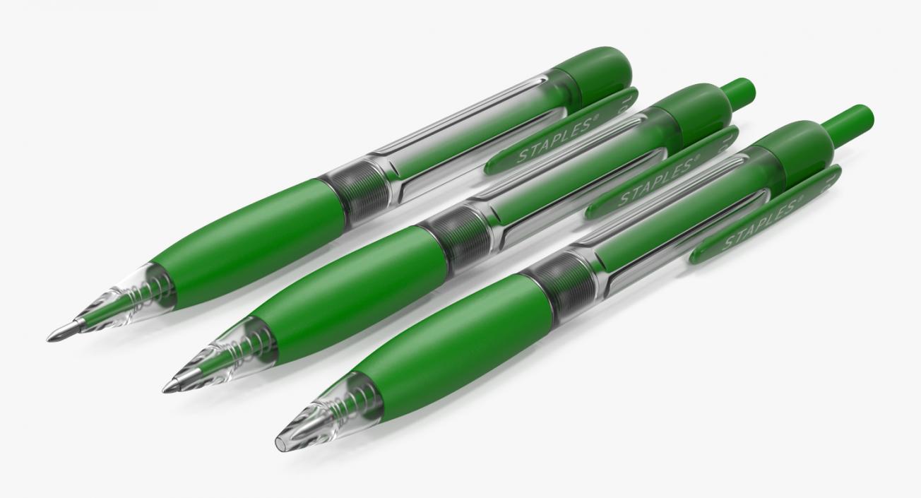 3D Retractable Ballpoint Pen Green