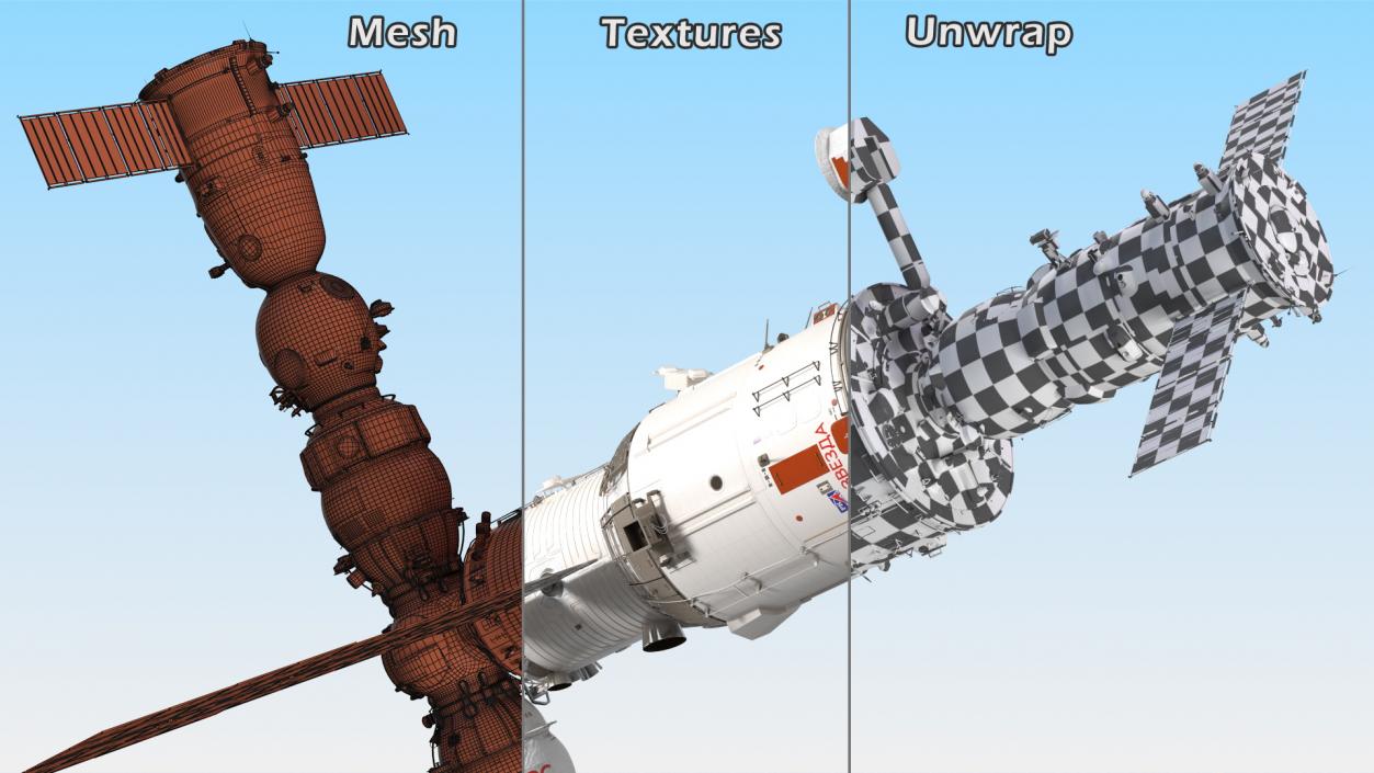 3D ISS Zvezda Service Module Fully Assembled